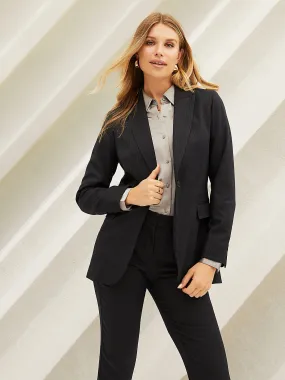 1-Button Striped Blazer With Flap Pockets 1-Button Striped Blazer With Flap Pockets