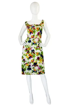 1950s Silk & Velvet Flocked Wiggle Dress 1950s Silk & Velvet Flocked Wiggle Dress