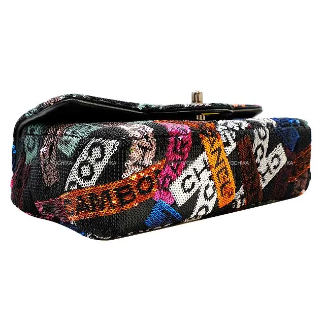 2024 Cruise NEW CHANEL Shoulder bag Logo Spangles Small Flap Bag Multicolor Sequins Silver HW AS4418[EXCELLENT][Authentic]