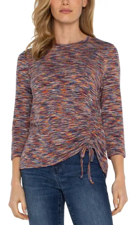 3/4 SLEEVE KNIT TOP WITH ASYMMETRIC TIE DETAIL 3/4 SLEEVE KNIT TOP WITH ASYMMETRIC TIE DETAIL