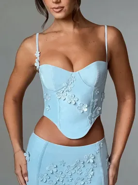 3D Flower Crop Tops Women Summer Spaghetti Strap Tank Top 3D Flower Crop Tops Women Summer Spaghetti Strap Tank Top
