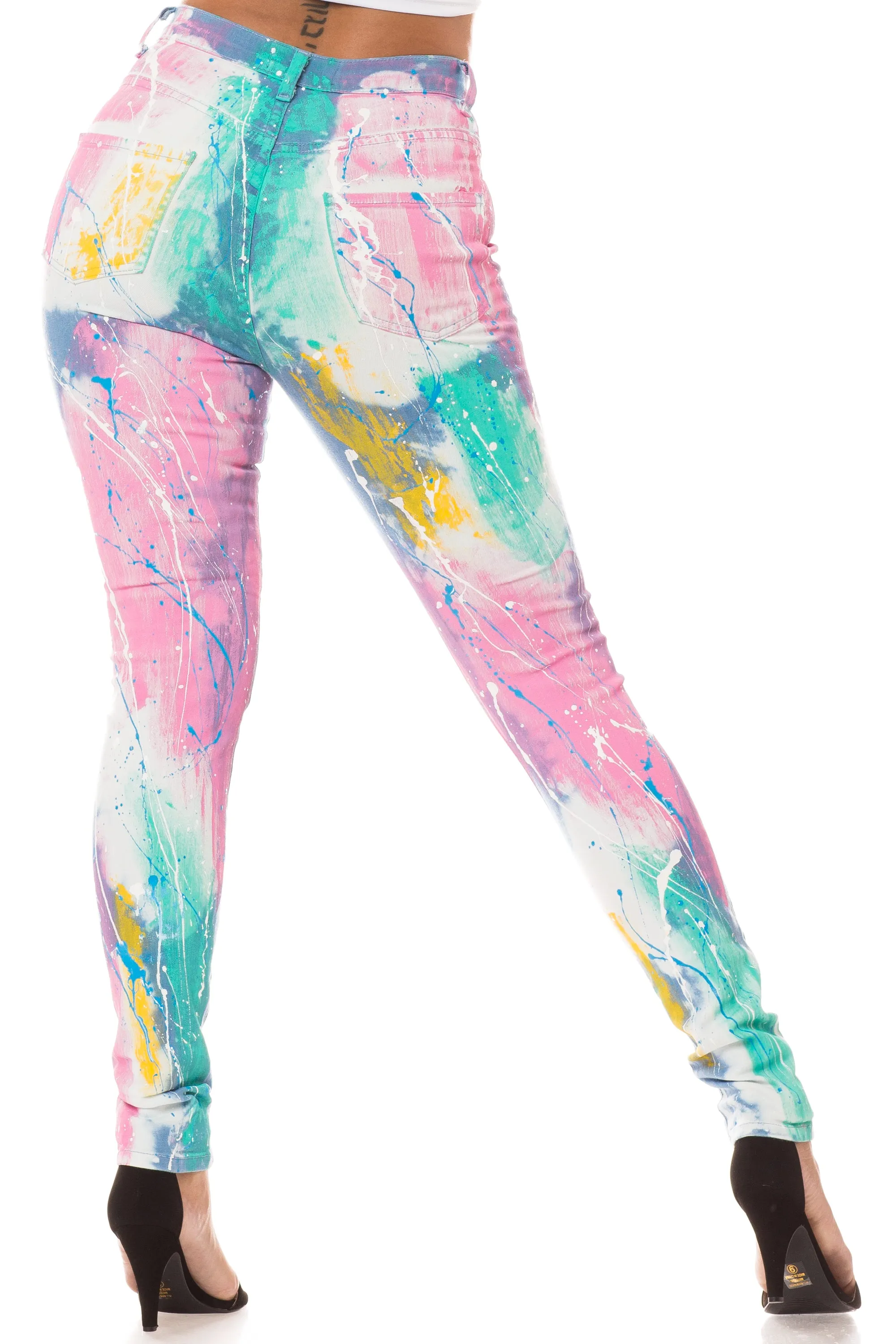 4229 Women's  Super High Waisted Tie Dye Painted Skinny Jeans