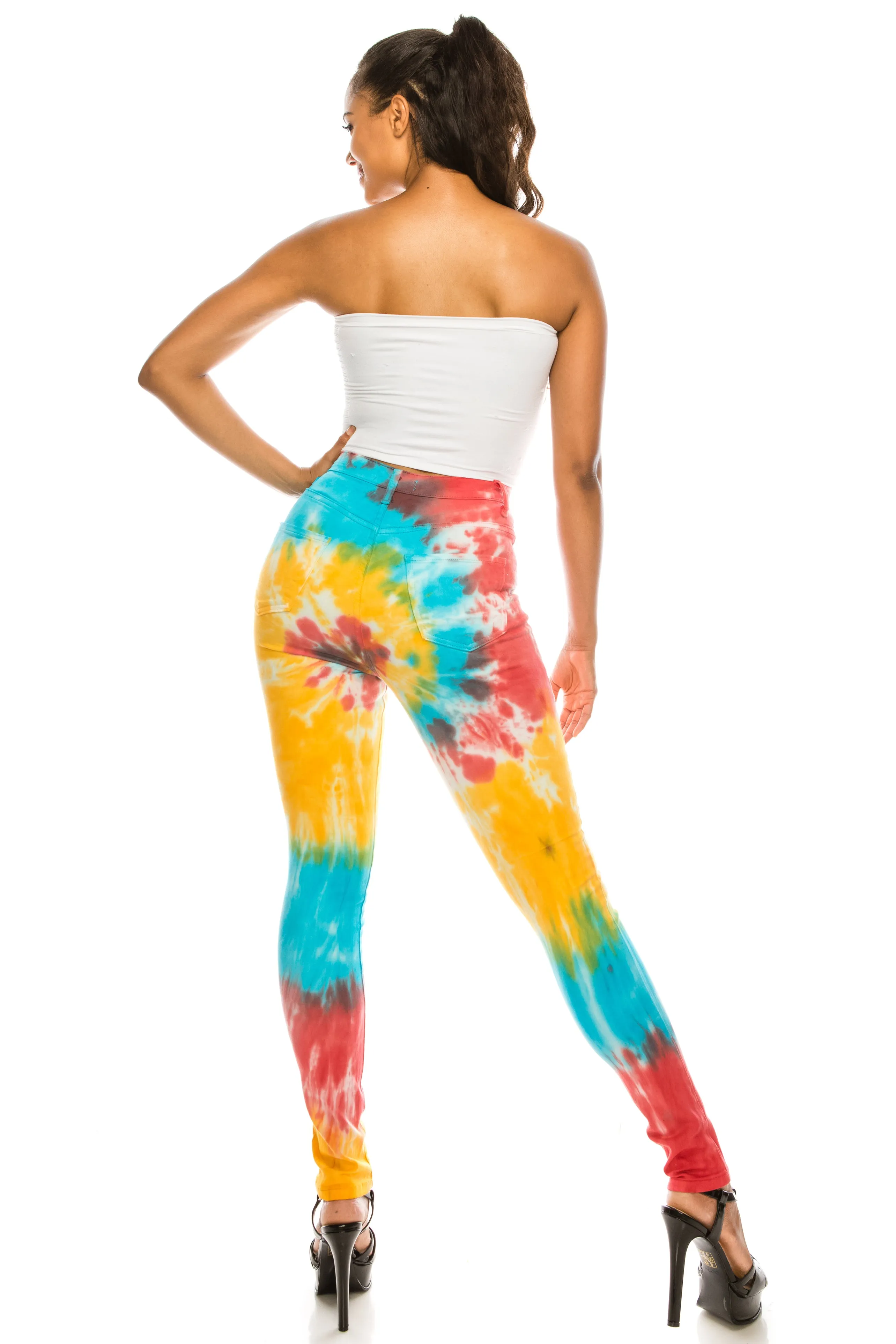 4729 Women's High Waisted Tie Dye Skinny Jeans