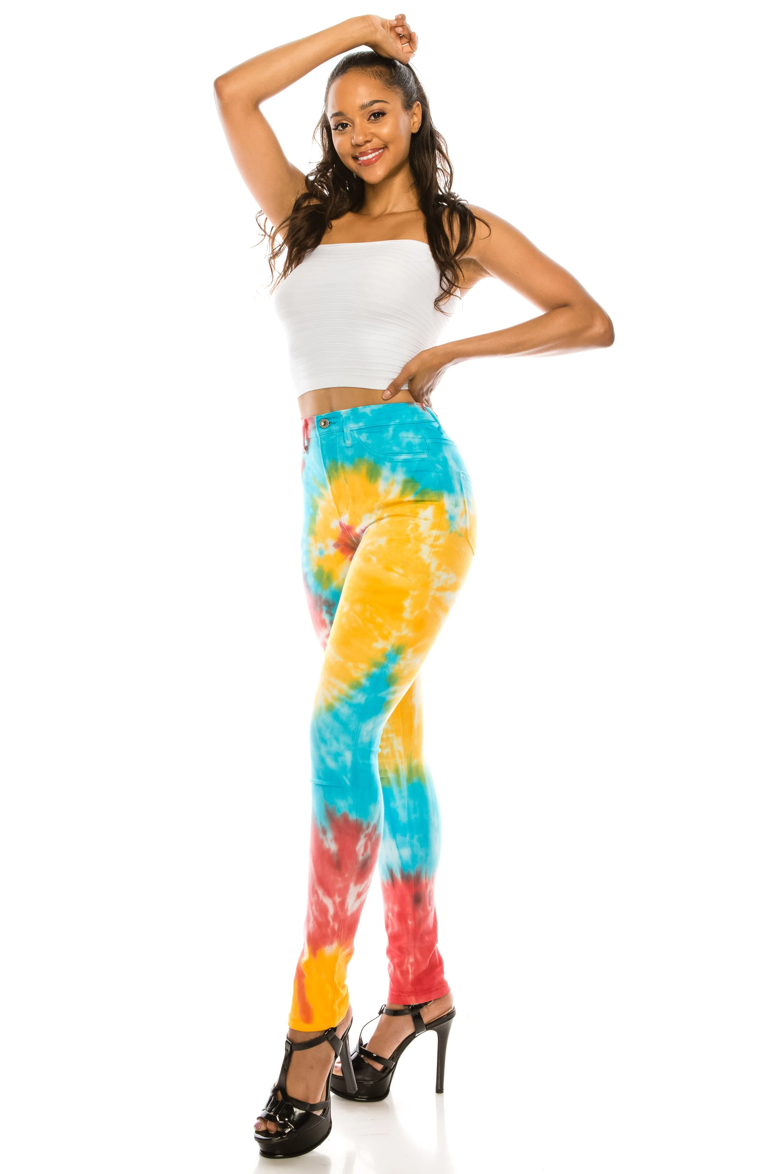 4729 Women's High Waisted Tie Dye Skinny Jeans