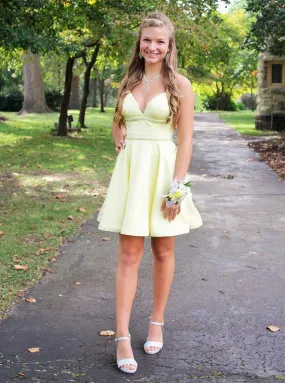 A-line Daffodil Soft Satin Party Dress Homecoming Dress PD1120 A-line Daffodil Soft Satin Party Dress Homecoming Dress PD1120
