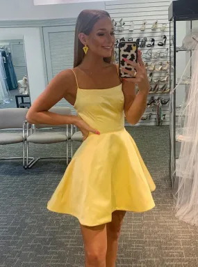 A-Line Lace-Up Daffodil Homecoming Party Dress PD1121 A-Line Lace-Up Daffodil Homecoming Party Dress PD1121