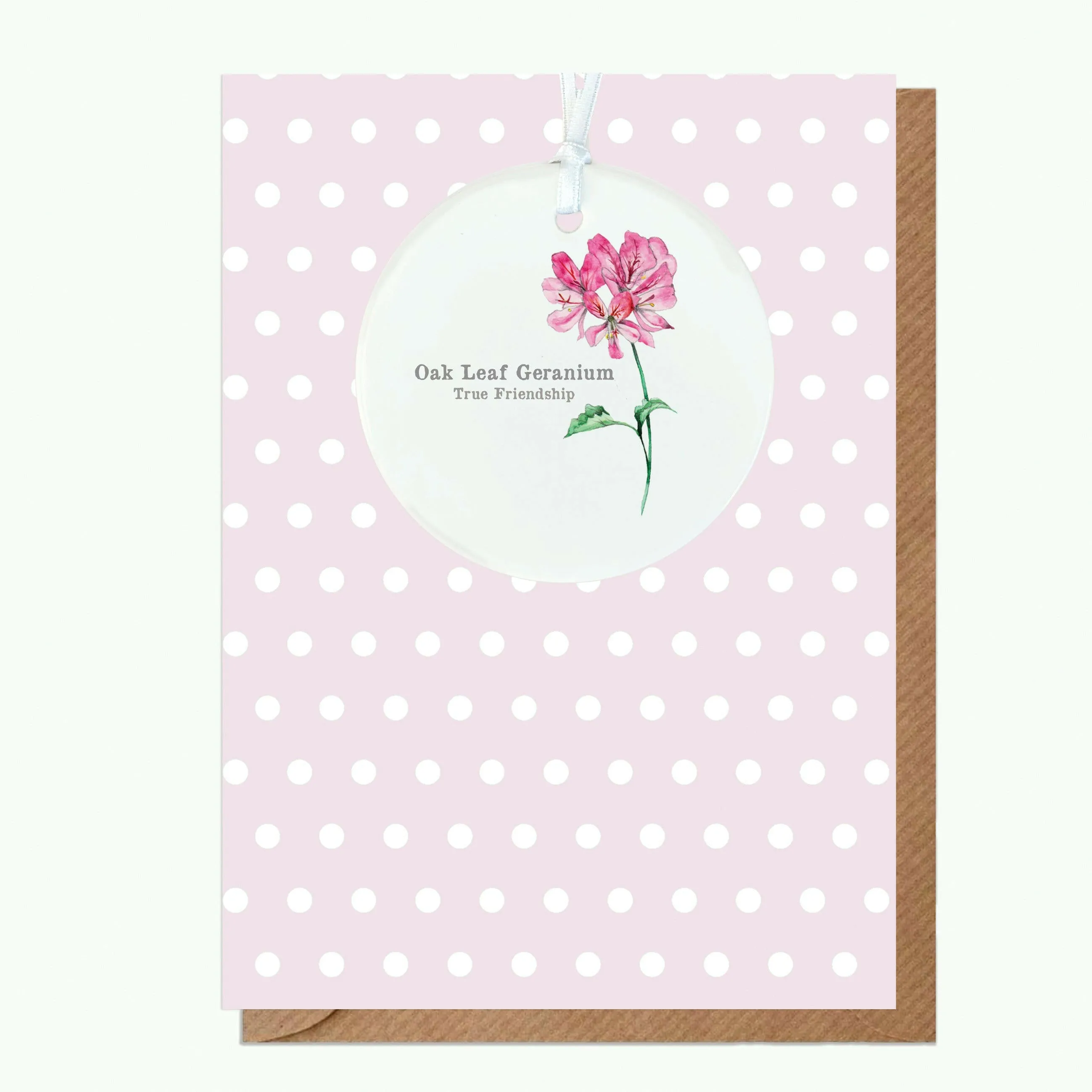 A6 Greeting Card with Ceramic Keepsake - Flowers Oak Leaf