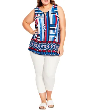 Adalyn Keyhole Top | Azure Blue / Red Adalyn Keyhole Top | Azure Blue / Red