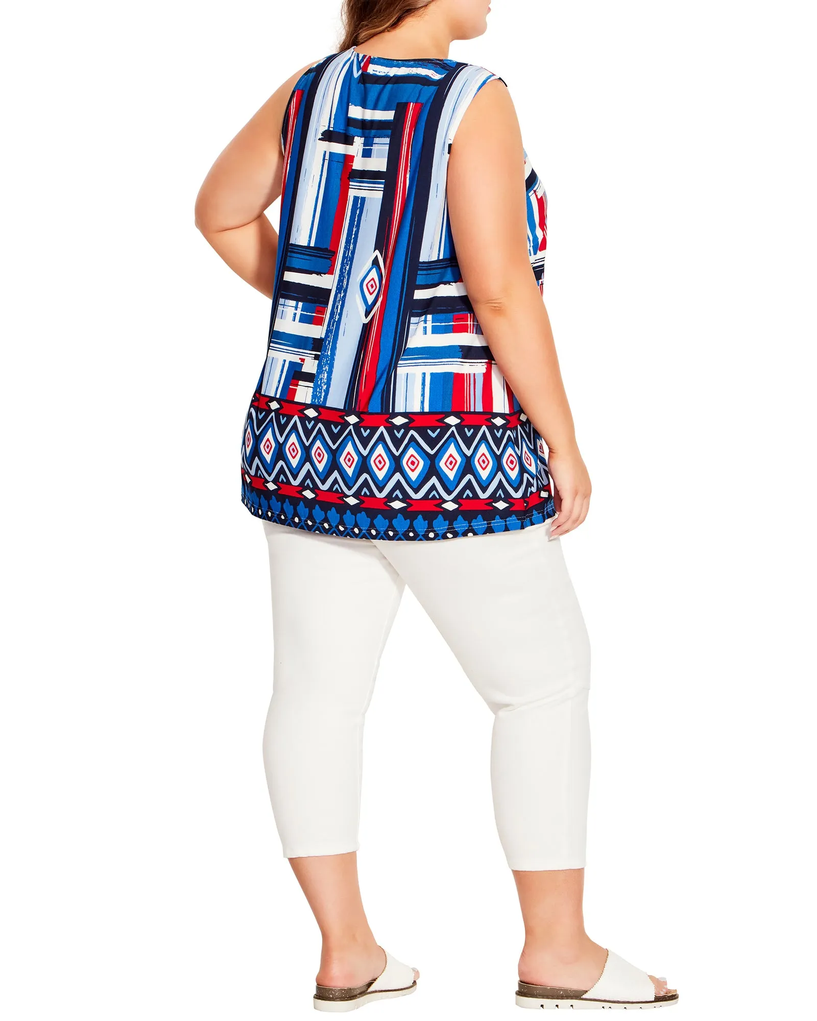 Adalyn Keyhole Top | Azure Blue / Red