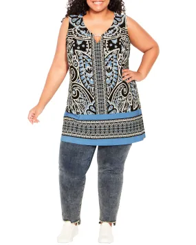 Adalyn Keyhole Top | Light Blue / Black Adalyn Keyhole Top | Light Blue / Black