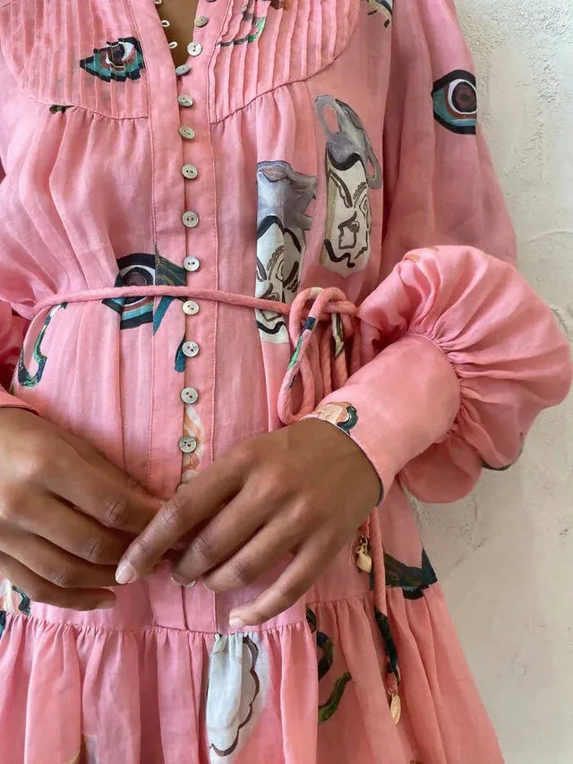 Alemais Cleo Smock Charming Mini Dress in Pink