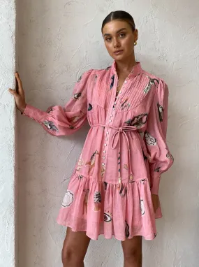 Alemais Cleo Smock Mini Dress in Pink Alemais Cleo Smock Mini Dress in Pink