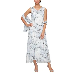 Alex Evenings 8175929 Tea Length Printed Formal Dress Alex Evenings 8175929 Tea Length Printed Formal Dress