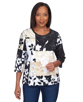 Alfred Dunner Key Item Shadow Floral Boxes Knit Top Alfred Dunner Key Item Shadow Floral Boxes Knit Top