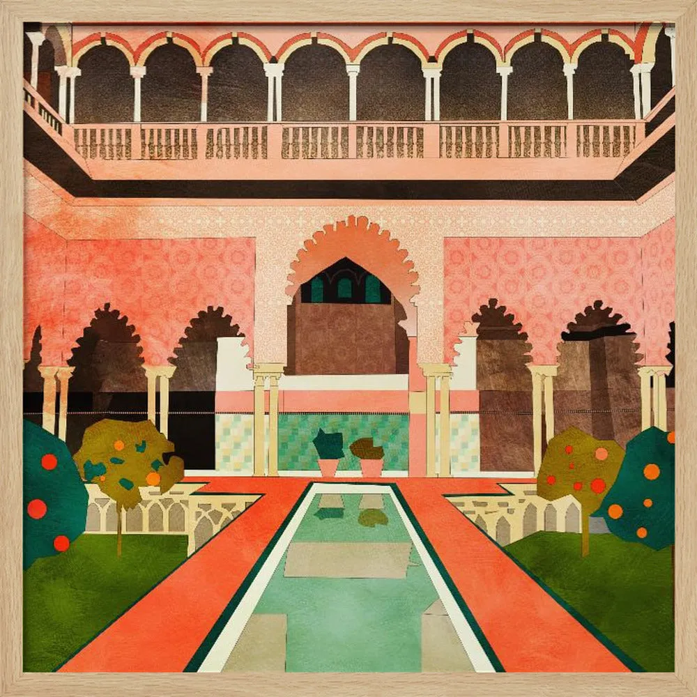 Alhambra Granada Spain by Ana Rut Bre- Boho Moroccan Square Stretched Canvas, Poster or Fine Art Print