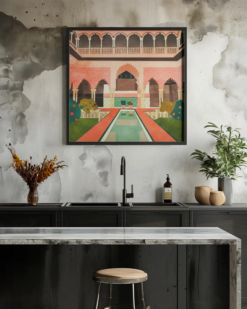 Alhambra Granada Spain by Ana Rut Bre- Boho Moroccan Square Stretched Canvas, Poster or Fine Art Print