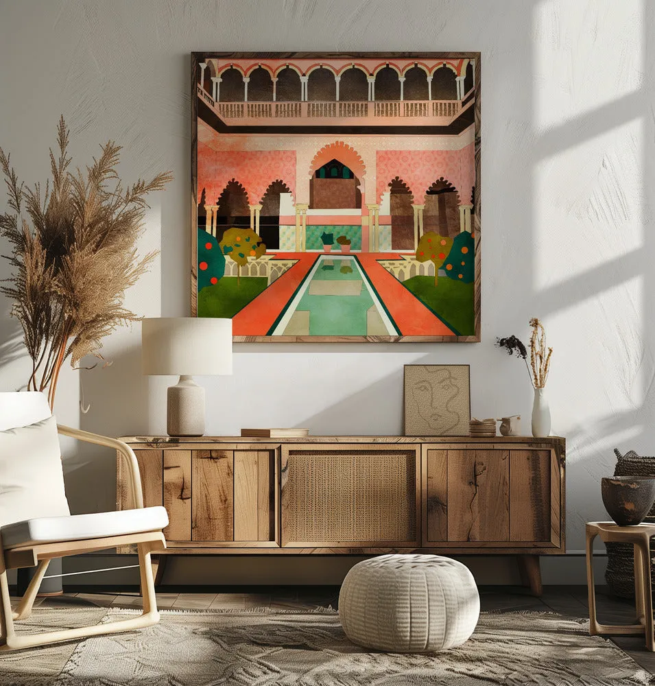 Alhambra Granada Spain by Ana Rut Bre- Boho Moroccan Square Stretched Canvas, Poster or Fine Art Print