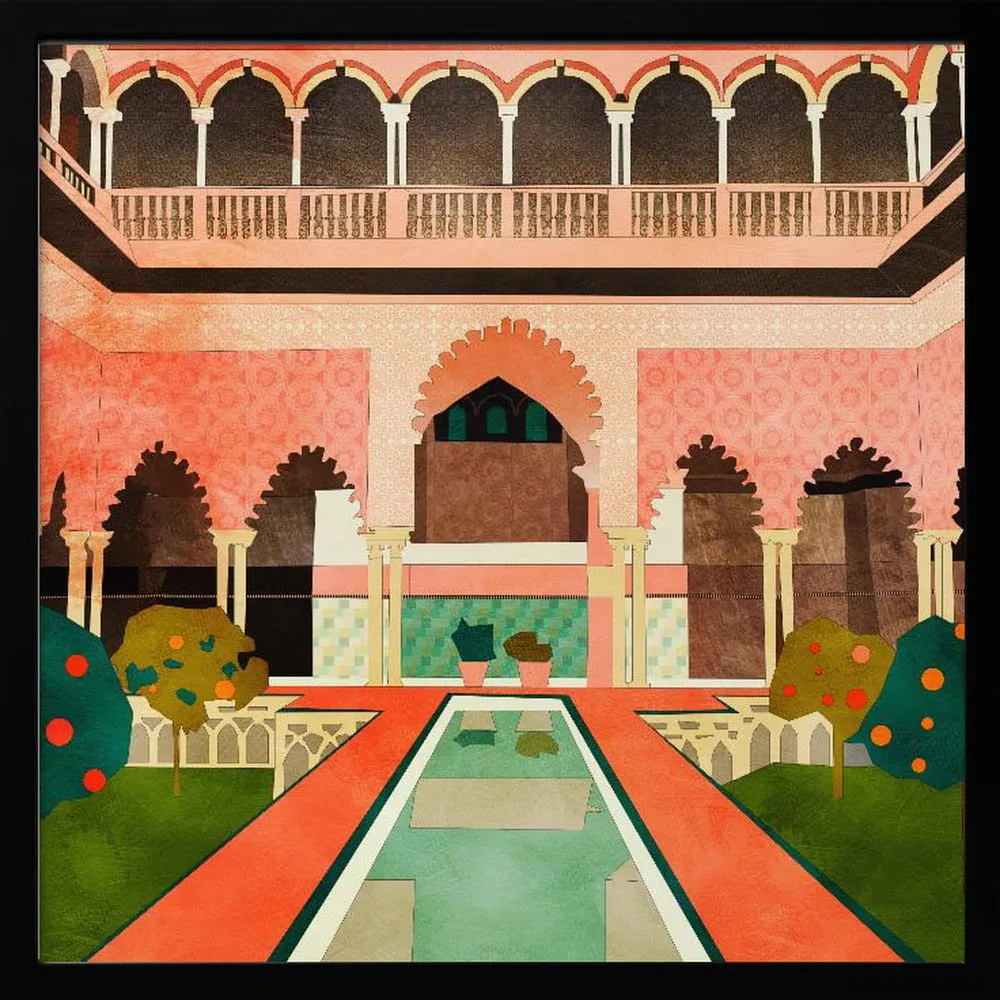 Alhambra Granada Spain by Ana Rut Bre- Boho Moroccan Square Stretched Canvas, Poster or Fine Art Print