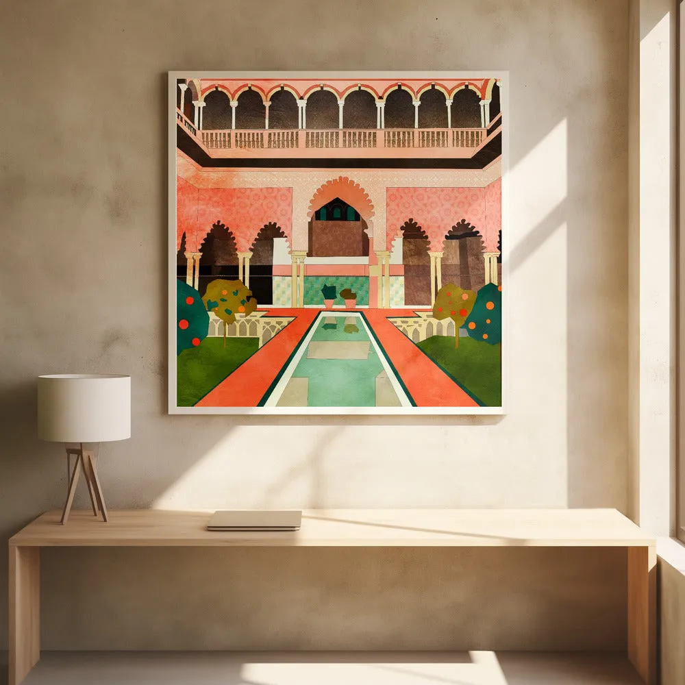 Alhambra Granada Spain by Ana Rut Bre- Boho Moroccan Square Stretched Canvas, Poster or Fine Art Print