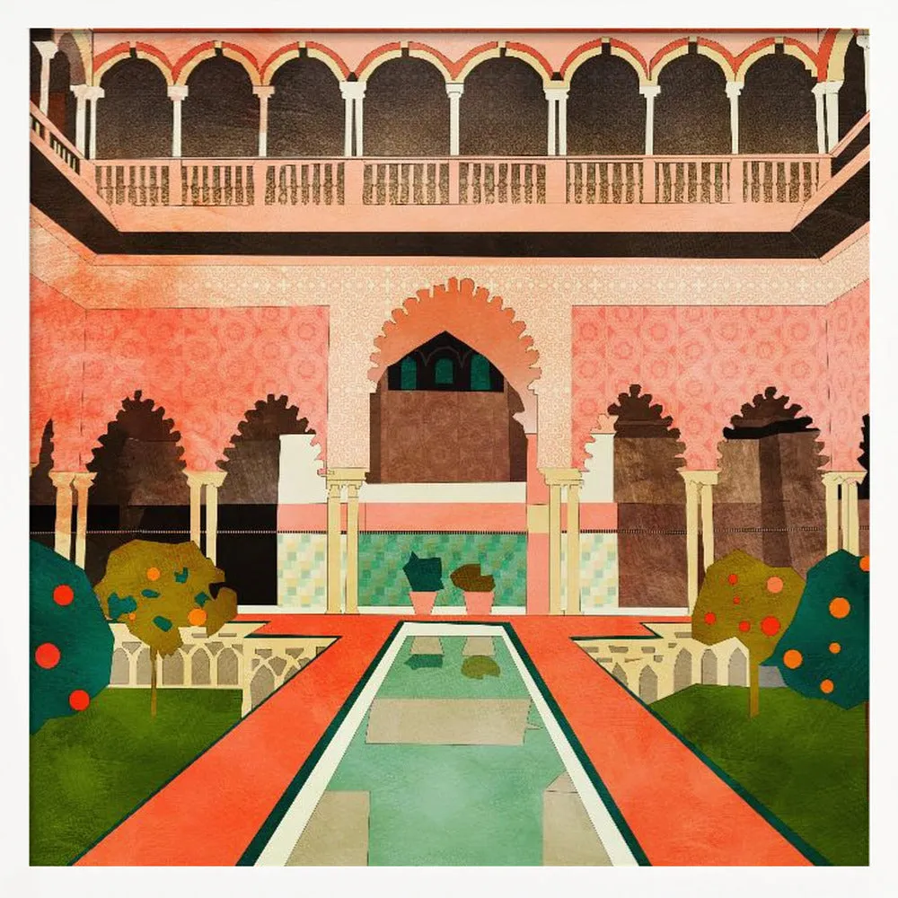 Alhambra Granada Spain by Ana Rut Bre- Boho Moroccan Square Stretched Canvas, Poster or Fine Art Print