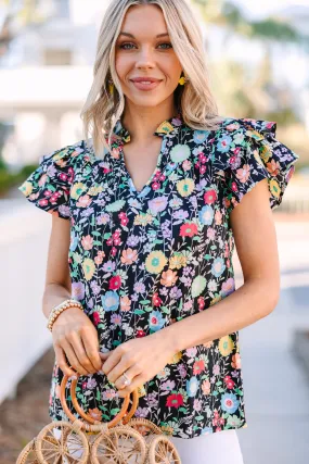 Always Ready Black Floral Blouse Always Ready Black Floral Blouse