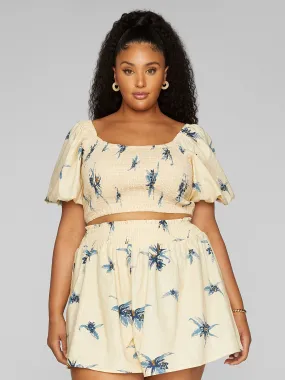 Amelia Floral Print Linen Crop Top Amelia Floral Print Linen Crop Top
