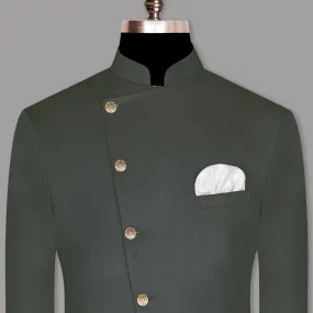 Anchor Grey Cross Placket Bandhgala/Mandarin Wool-Silk blend Blazer Anchor Grey Cross Placket Bandhgala/Mandarin Wool-Silk blend Blazer