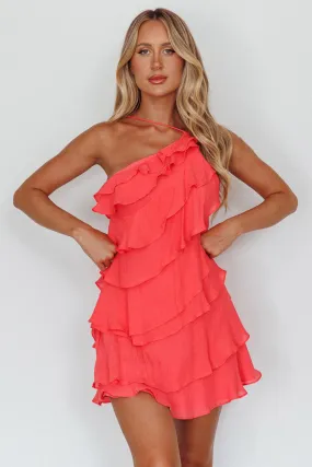 Arrabel Tiered Ruffle Mini Dress Watermelon Arrabel Tiered Ruffle Mini Dress Watermelon