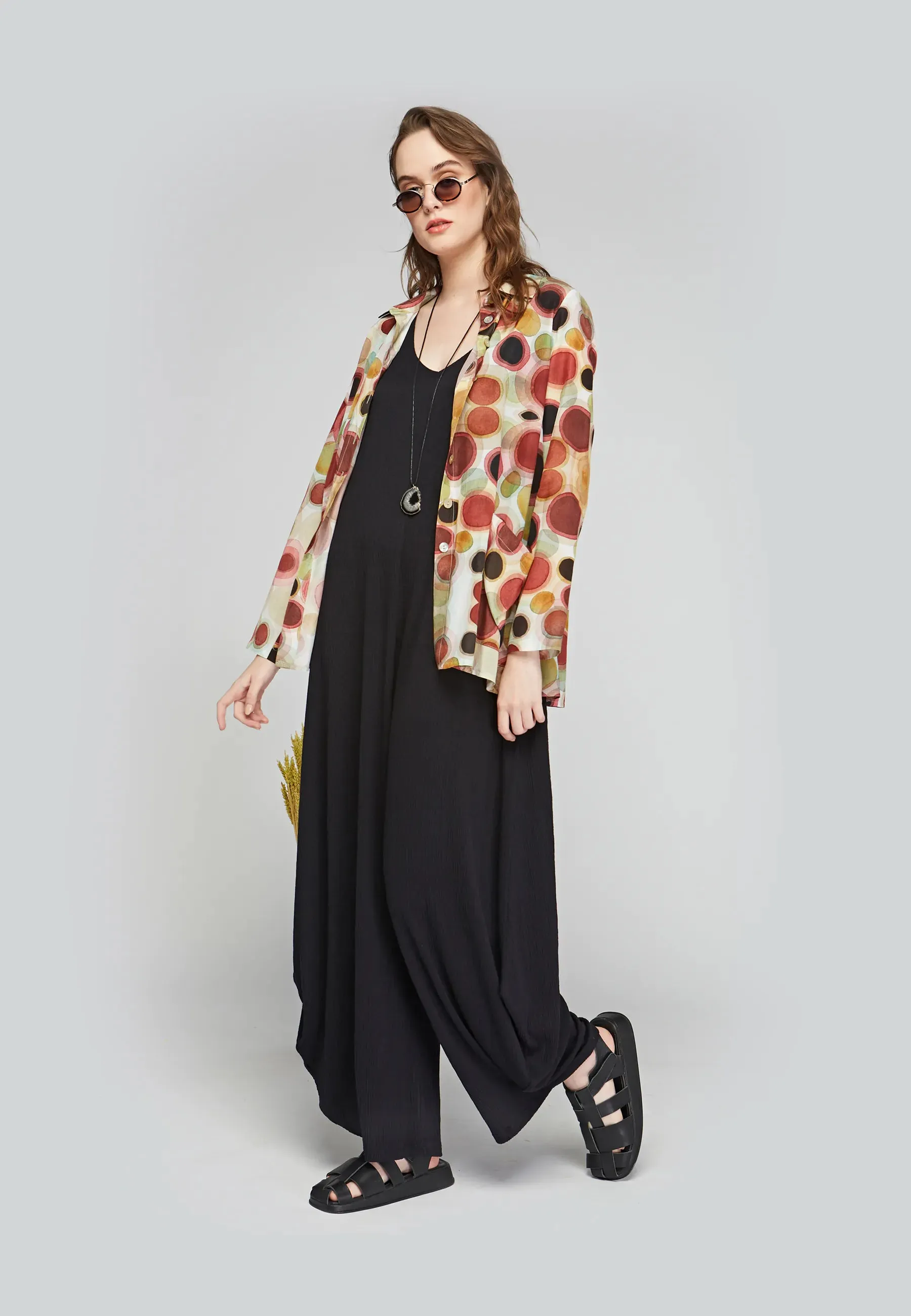 ASHLEY Wrinkled viscose jersey jumpsuit