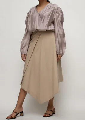Asymmetrical Length Midi Skirt in Beige Asymmetrical Length Midi Skirt in Beige