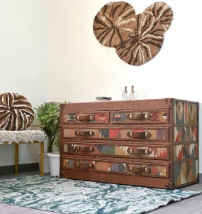 AXIS CHEST OF DRAWERS - KILIM AND LEATHER AXIS CHEST OF DRAWERS - KILIM AND LEATHER