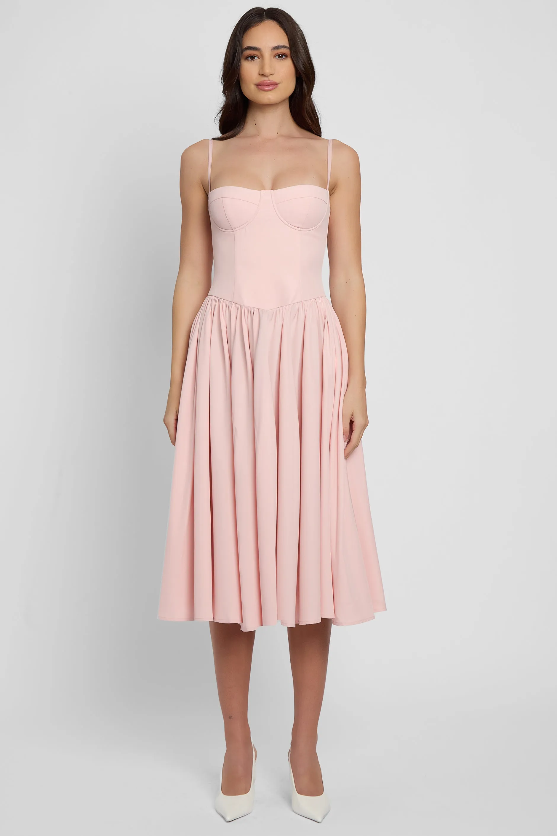 Ballerina Bustier Midi Dress - Pink