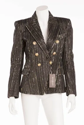 Balmain - NWT Black and Gold Leather Blazer Gold Buttons - FR 40 Balmain - NWT Black and Gold Leather Blazer Gold Buttons - FR 40