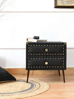 BALTIMORE - TWO DRAWER LEATHER SIDE TABLE BALTIMORE - TWO DRAWER LEATHER SIDE TABLE