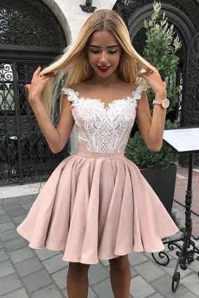 Beautiful A-line Lace Sleeveless Cheap Homecoming Dresses | Short Party Dress, SH422 Beautiful A-line Lace Sleeveless Cheap Homecoming Dresses | Short Party Dress, SH422
