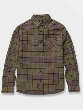 Big Boys Caden Plaid Long Sleeve Flannel - Military Big Boys Caden Plaid Long Sleeve Flannel - Military