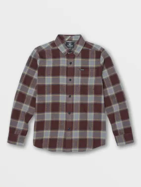 Big Boys Caden Plaid Long Sleeve Shirt - Mahogany Big Boys Caden Plaid Long Sleeve Shirt - Mahogany