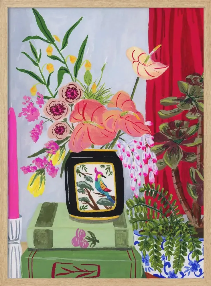 Bird Vase by Sarah Gesek- Stretched Canvas, Poster or Fine Art Print