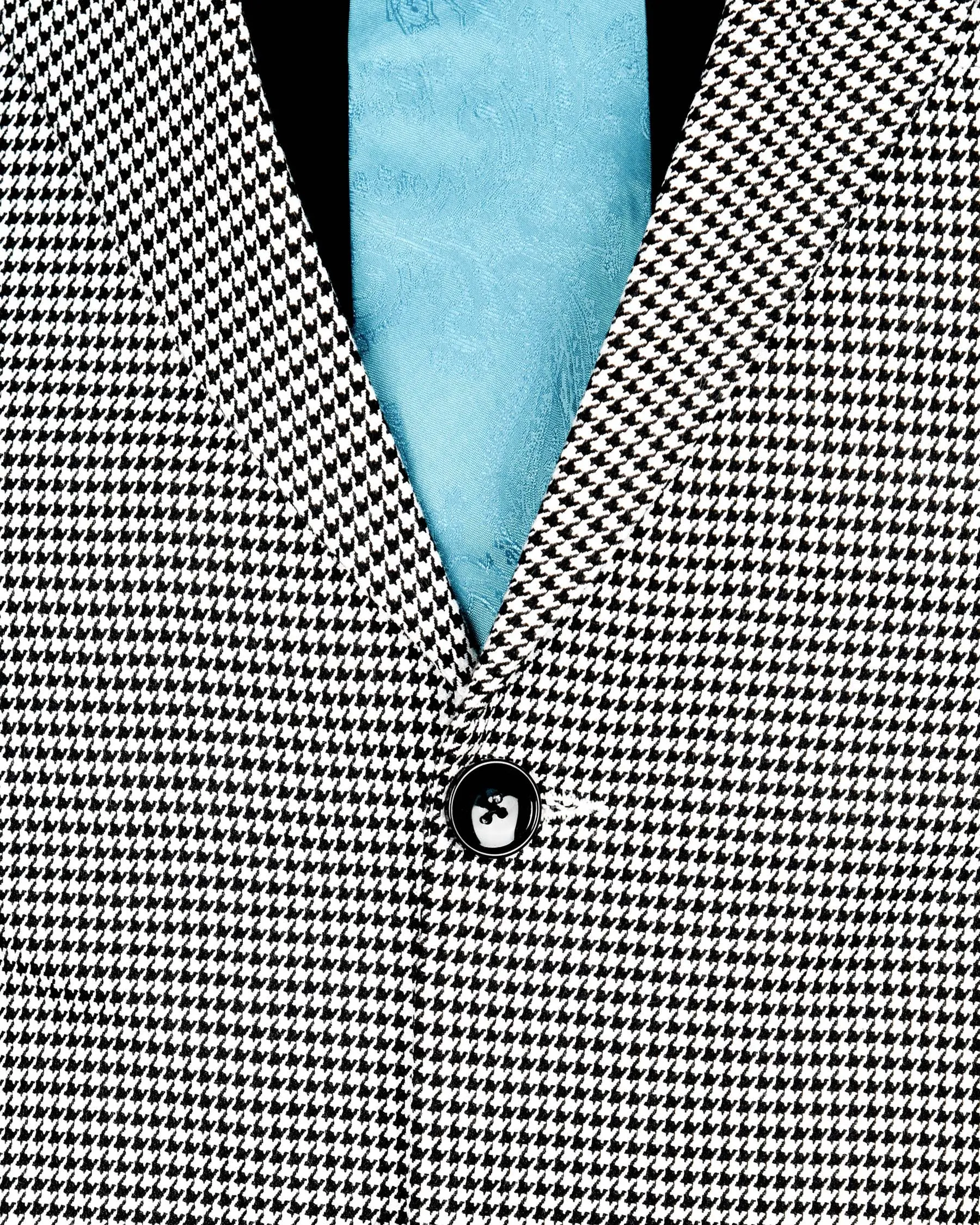 Black and White Houndstooth Wool Rich Blazer