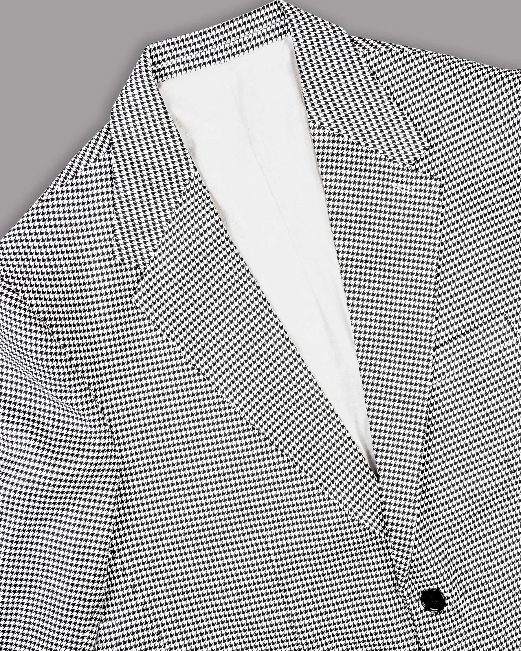 Black and White Houndstooth Wool Rich Blazer