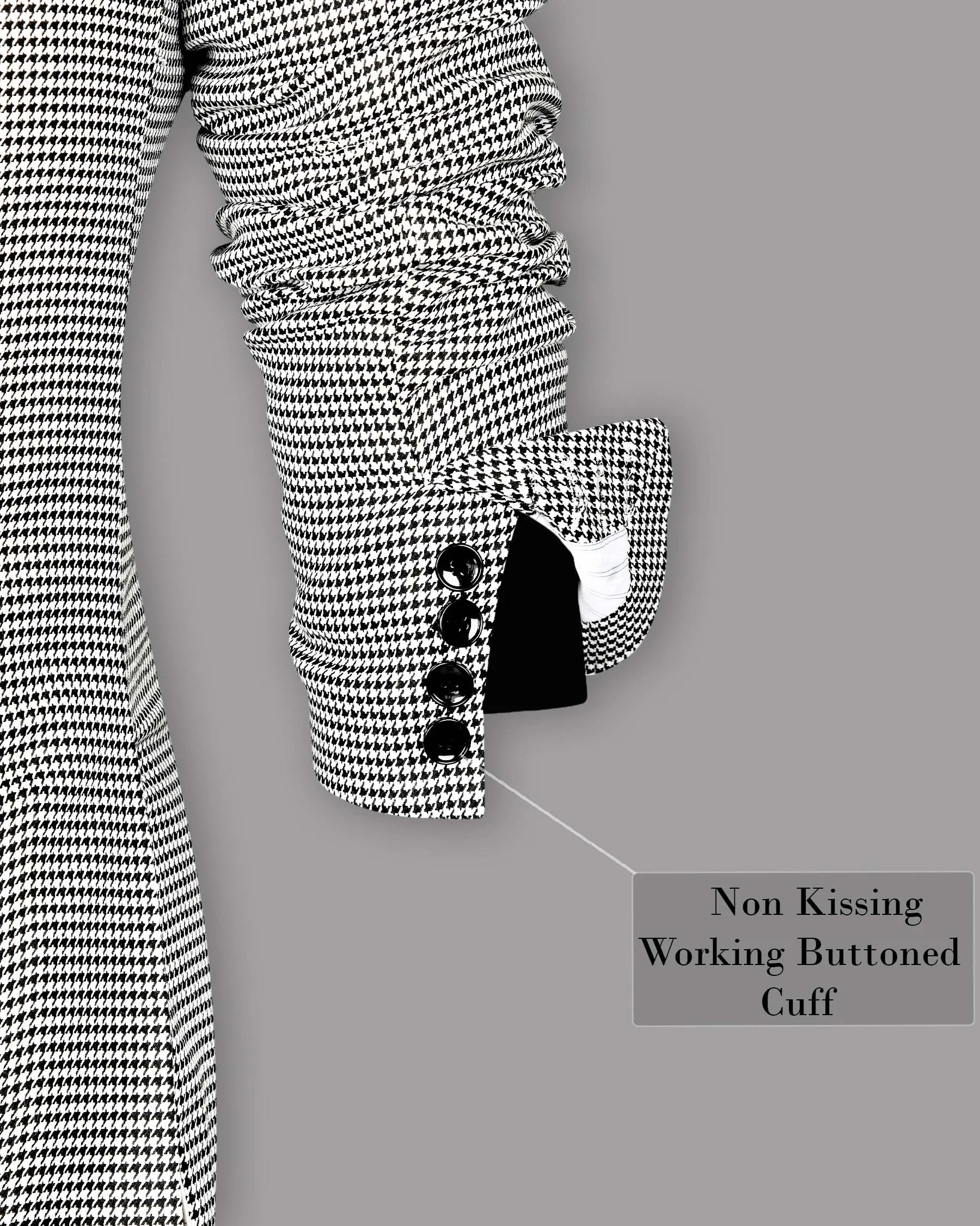 Black and White Houndstooth Wool Rich Blazer