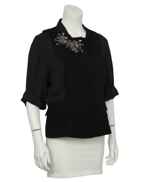 Black Jacket with Rhinestone Flowers Black Jacket with Rhinestone Flowers