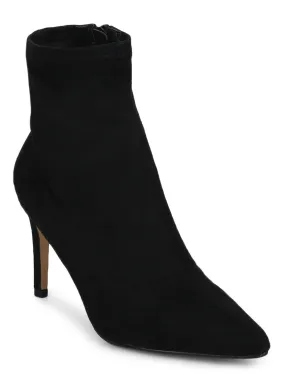 Black Micro Sock Low Heel Ankle Boots Black Micro Sock Low Heel Ankle Boots