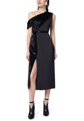 Black On & Off One Shoulder Lurex Midi Dress (UK 8) Black On & Off One Shoulder Lurex Midi Dress (UK 8)