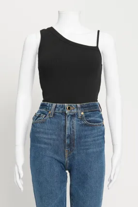 Black One Shoulder Ribbed Top Black One Shoulder Ribbed Top