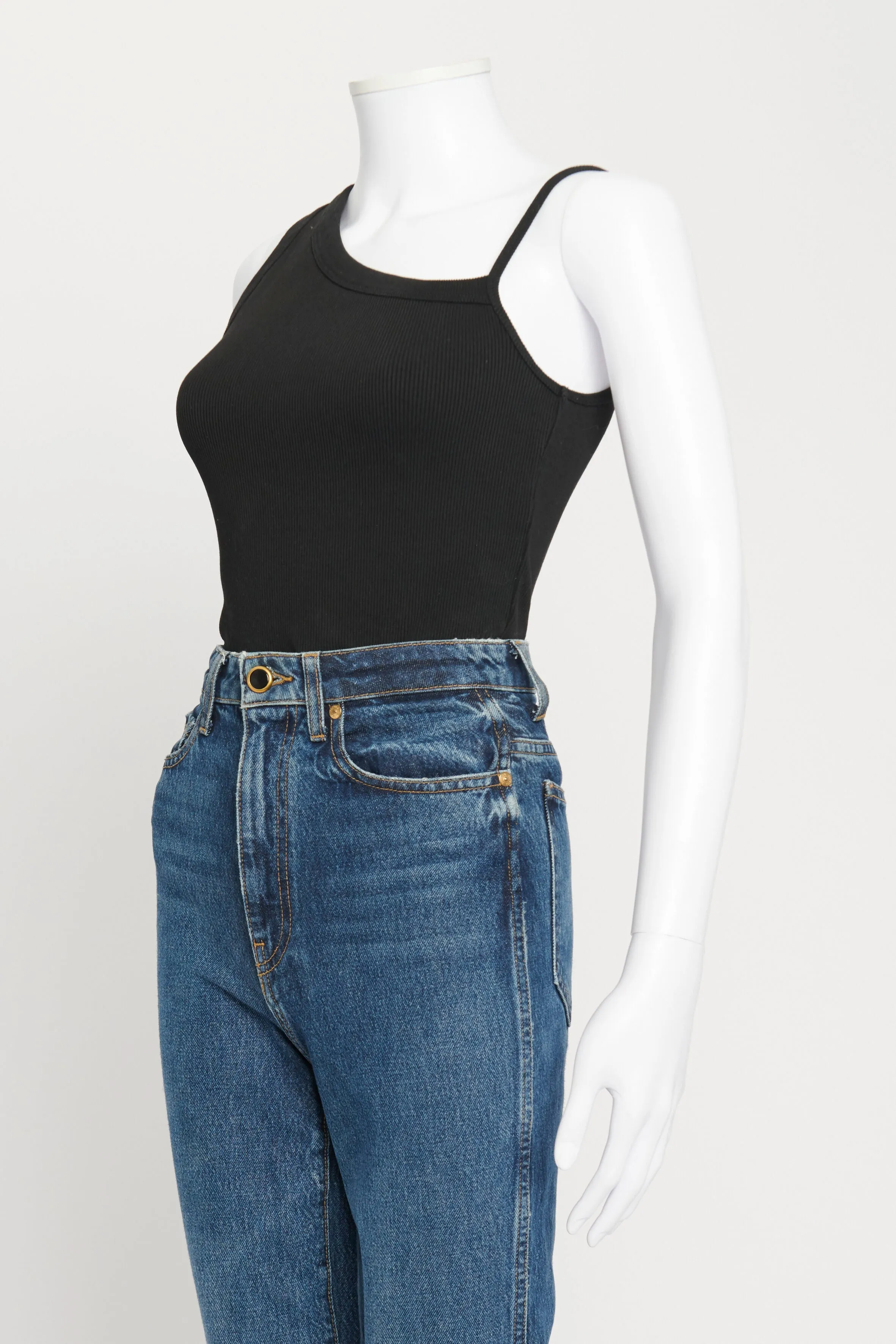 Black One Shoulder Ribbed Top