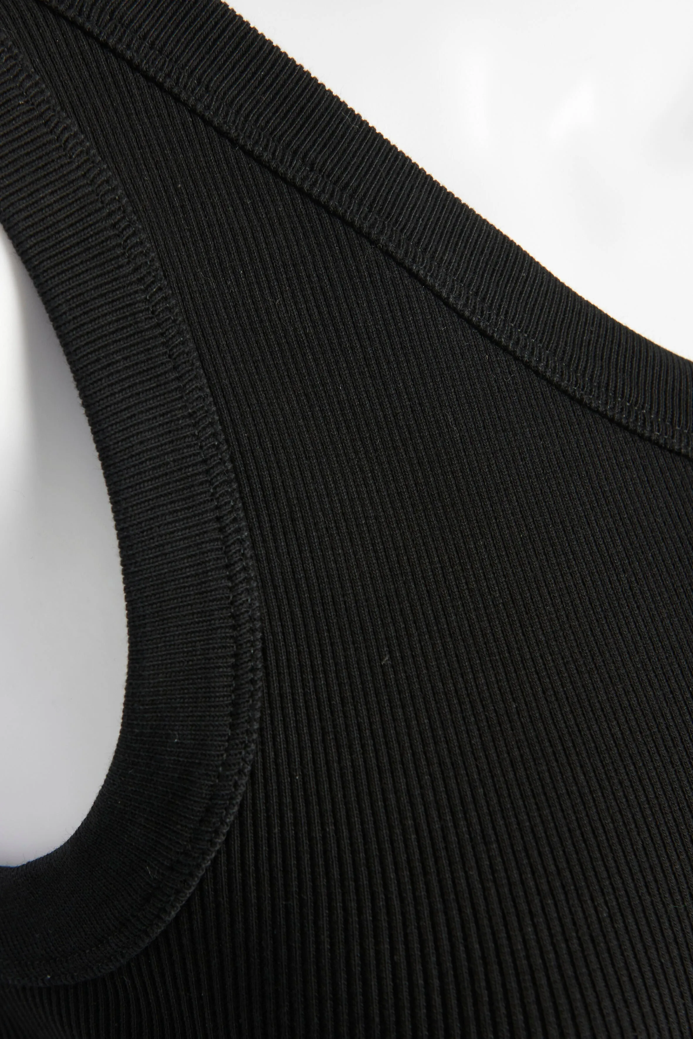 Black One Shoulder Ribbed Top