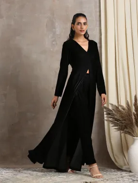 Black Velvet Front Slit Kurta Black Velvet Front Slit Kurta