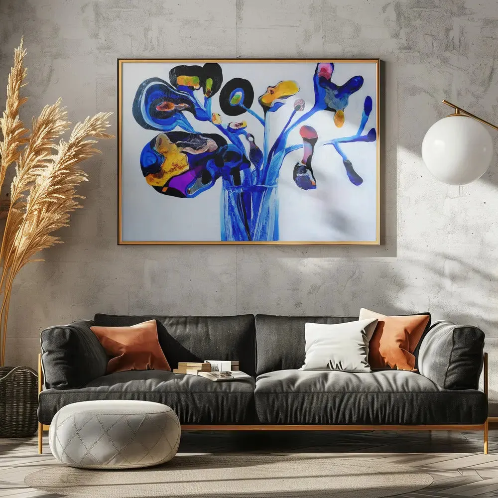 Blue Flowers - Stretched Canvas, Poster or Fine Art Print