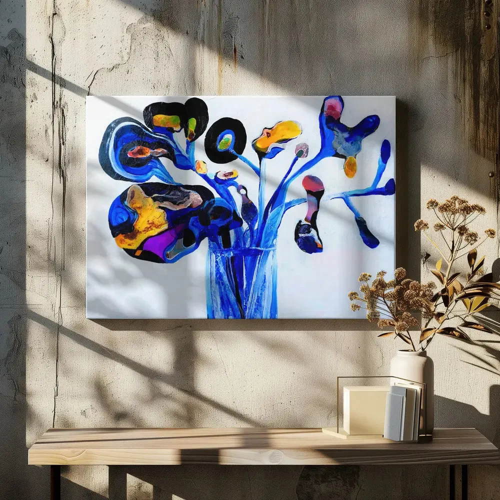 Blue Flowers - Stretched Canvas, Poster or Fine Art Print